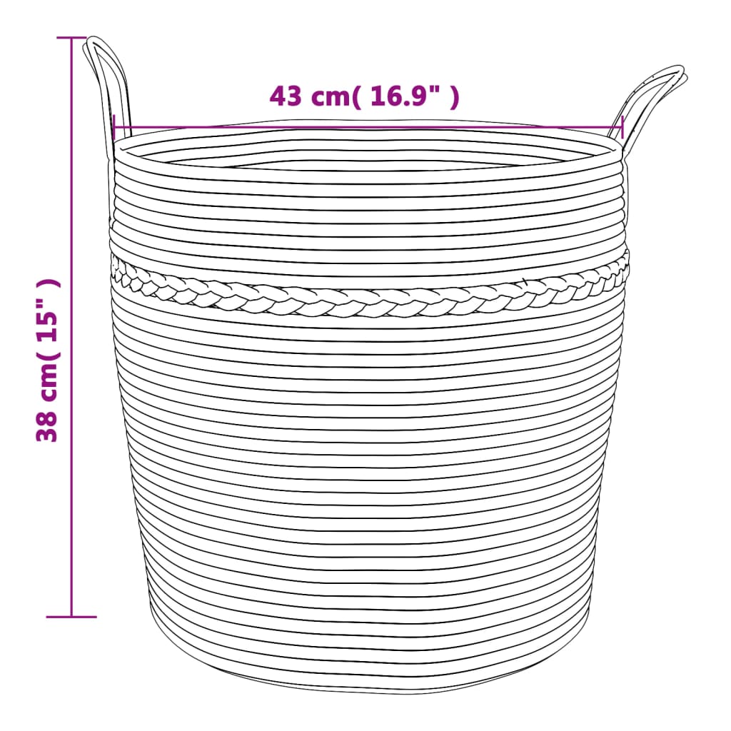 Cesto de arrumação Ø43x38 cm algodão cinzento e branco