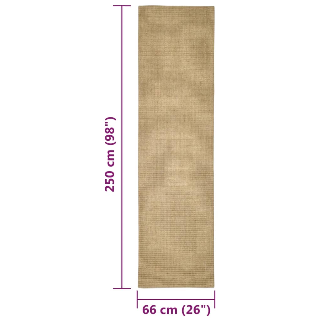 Tapete de sisal para poste arranhador 66x250 cm