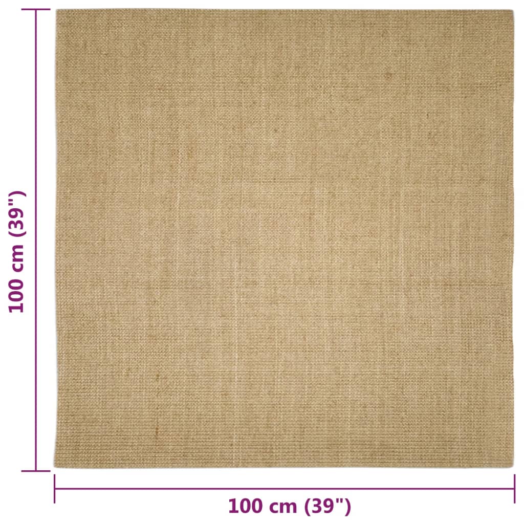 Tapete de sisal para poste arranhador 100x100 cm