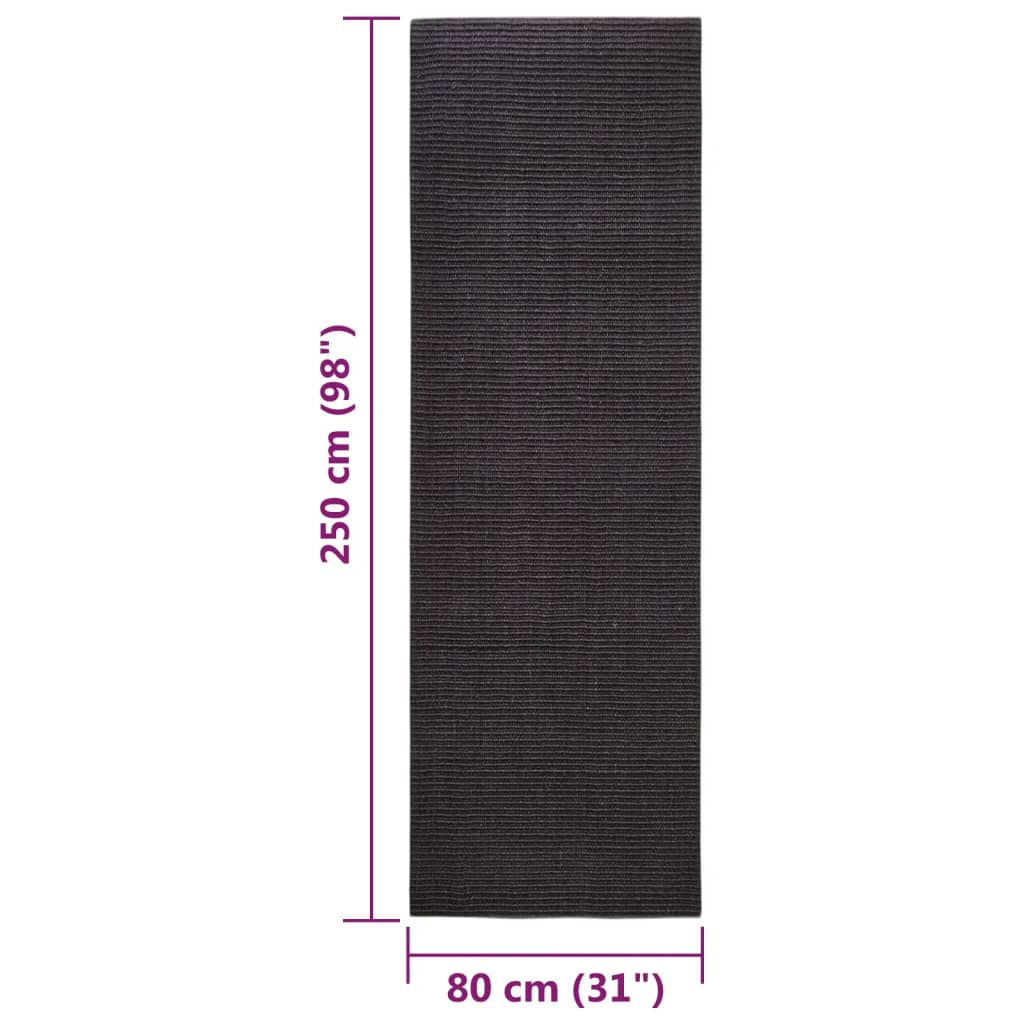 Tapete de sisal para poste arranhador 80x250 cm preto