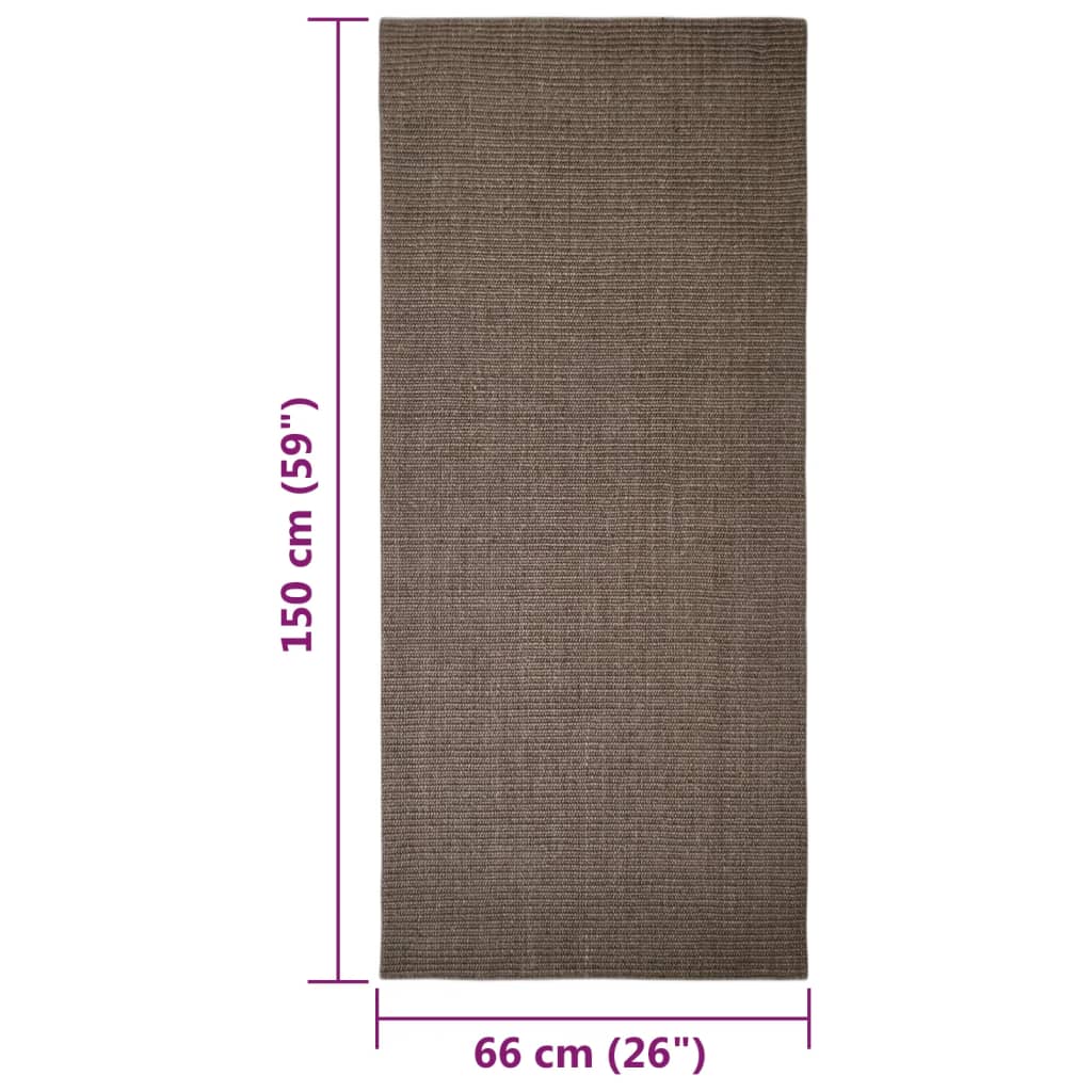 Tapete de sisal para poste arranhador 66x150 cm castanho