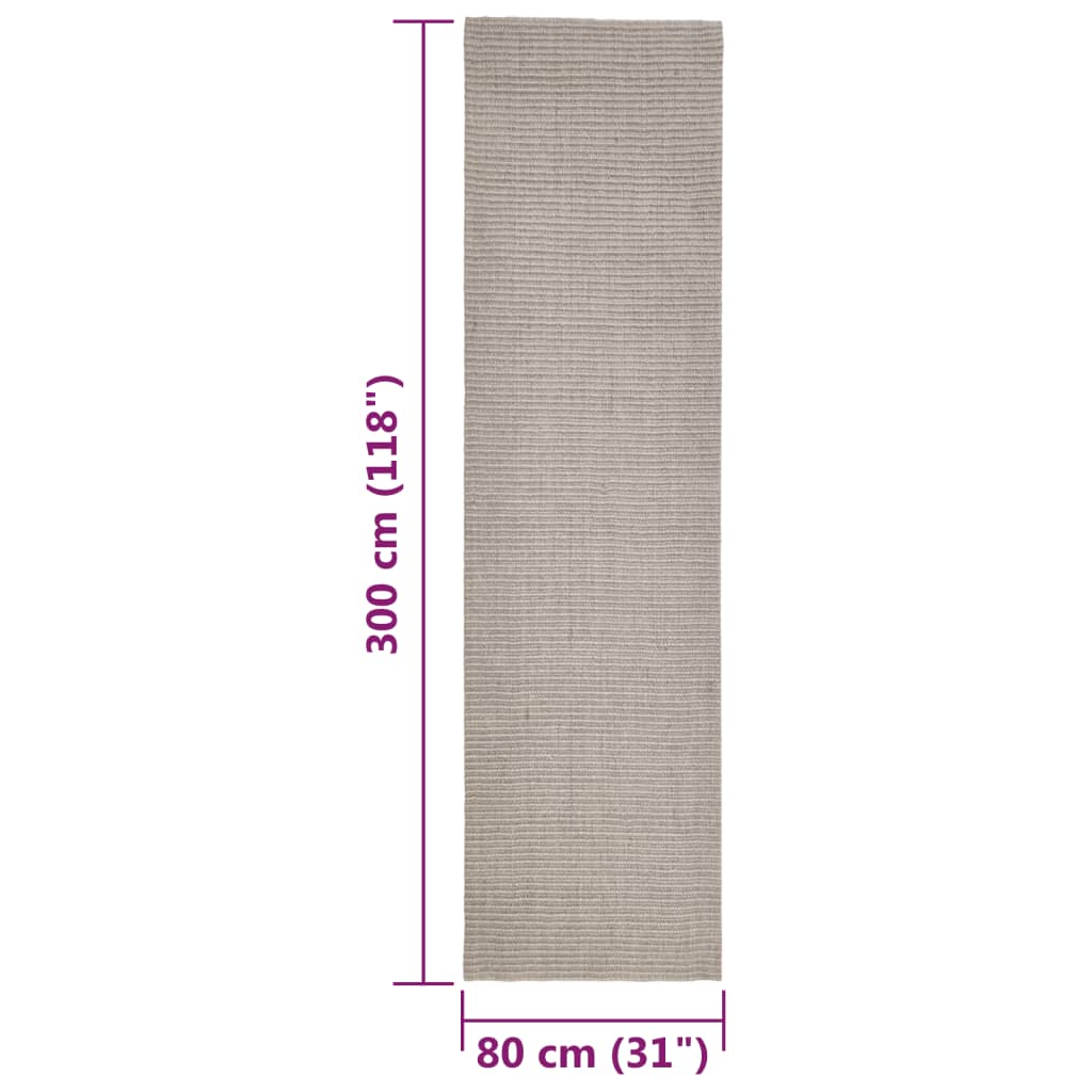 Tapete de sisal para poste arranhador 80x300 cm cor areia