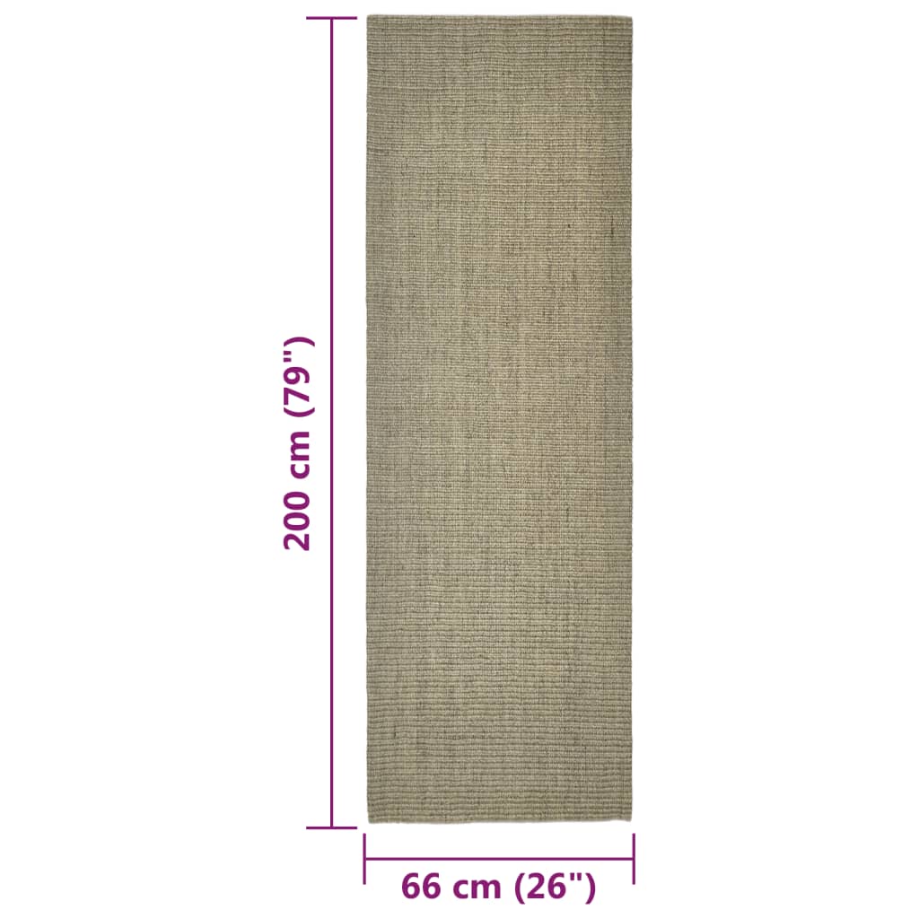 Tapete de sisal p/ poste arranhador 66x200 cm cinza-acastanhado