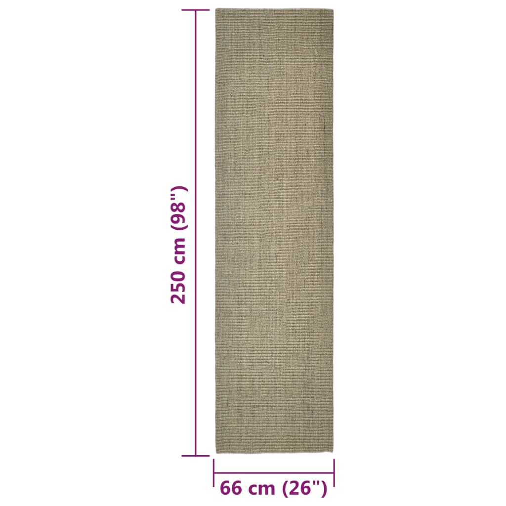 Tapete de sisal p/ poste arranhador 66x250 cm cinza-acastanhado