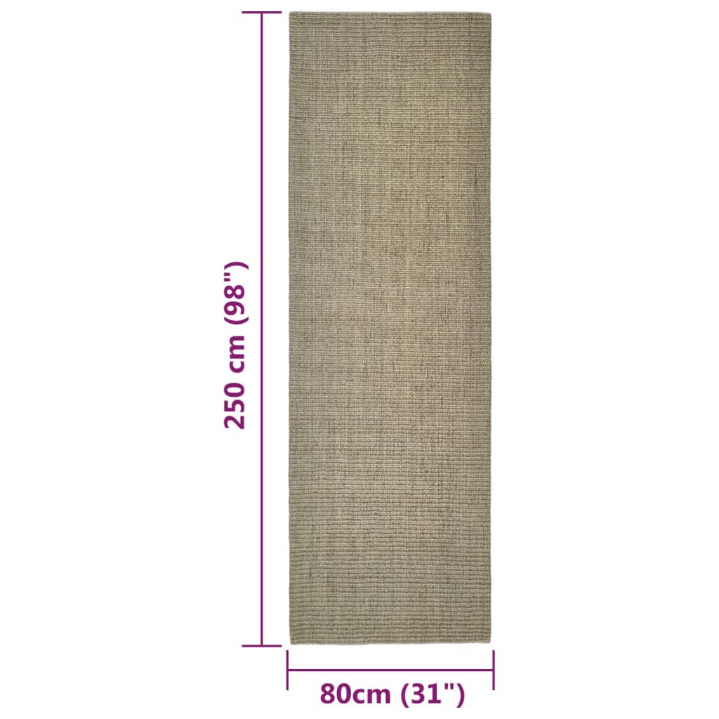 Tapete de sisal p/ poste arranhador 80x250 cm cinza-acastanhado