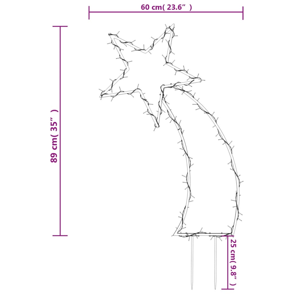 Decoração de Natal meteoro c/ luz e estacas 115 luzes LED 85 cm