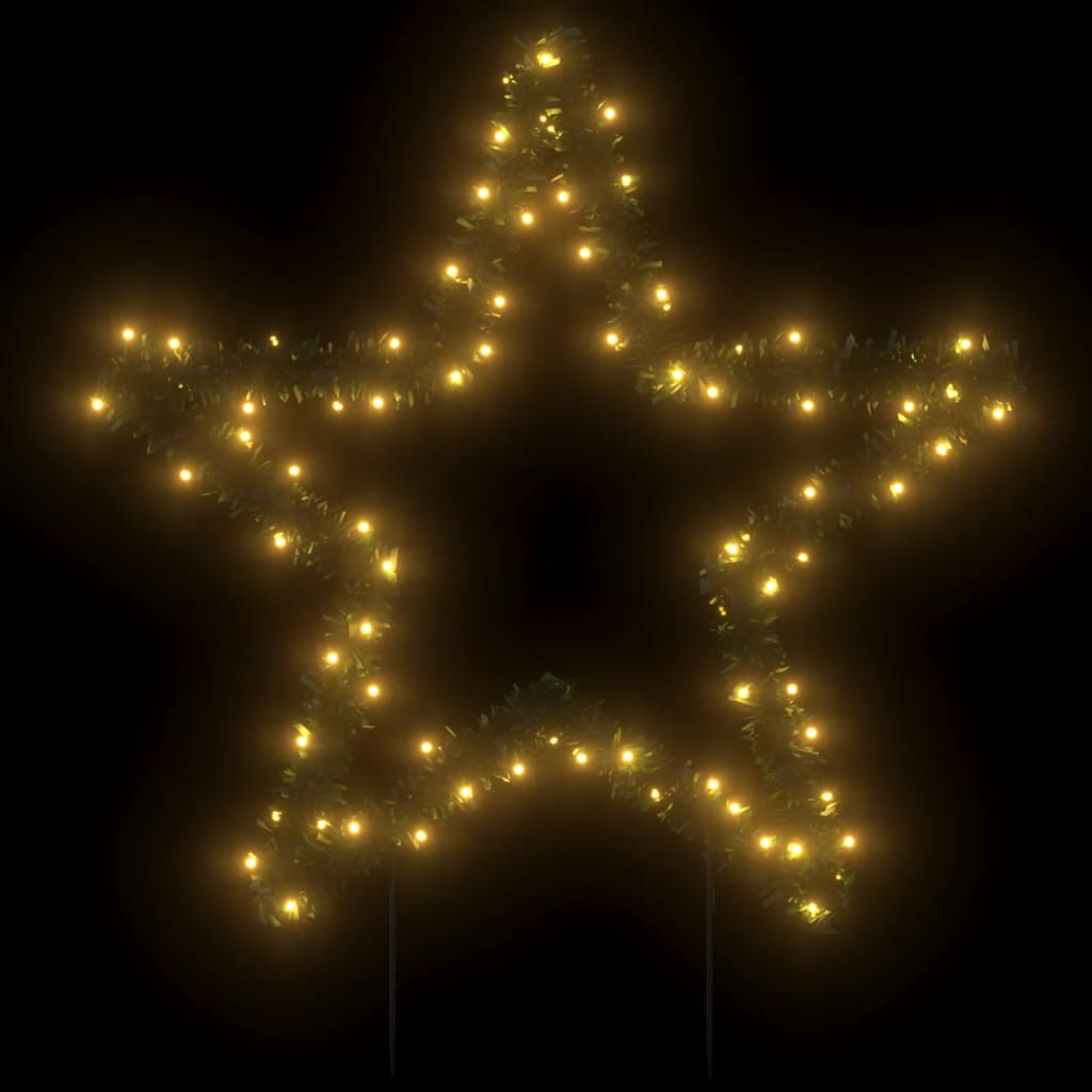 Decoração estrela de Natal c/ luz e estacas 80 luzes LED 60 cm