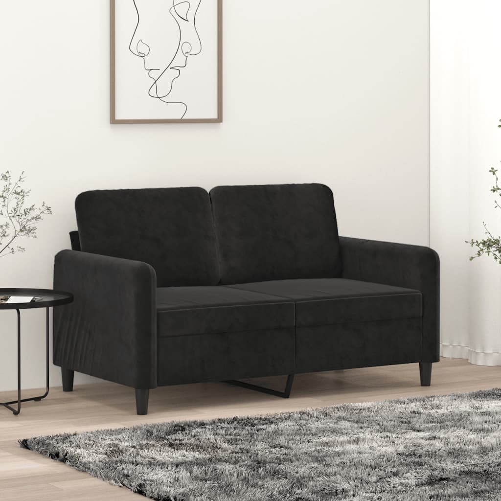 Sofá de 2 lugares veludo 120 cm preto