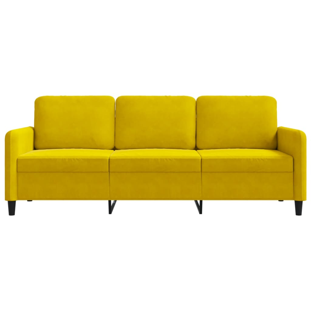 Sofá de 3 lugares 180 cm veludo amarelo