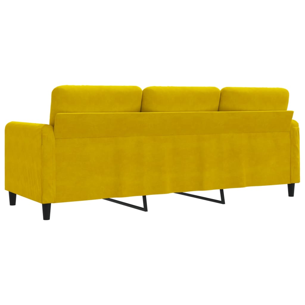 Sofá de 3 lugares 180 cm veludo amarelo