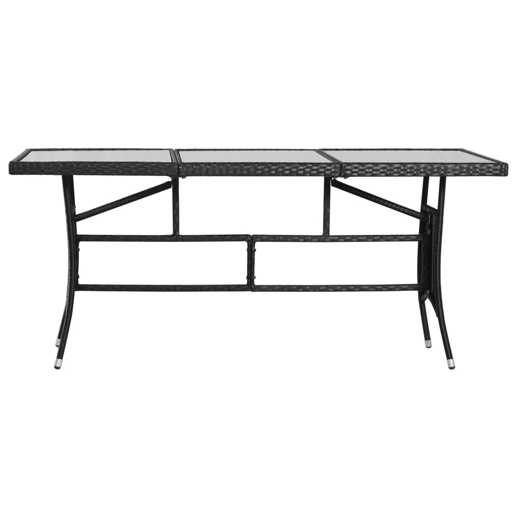 Mesa de jardim 170x80x74 cm vime PE preto