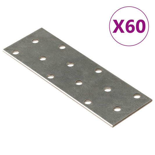 Chapas perfuradas 60 pcs 2 mm 120x40 mm aço galvanizado