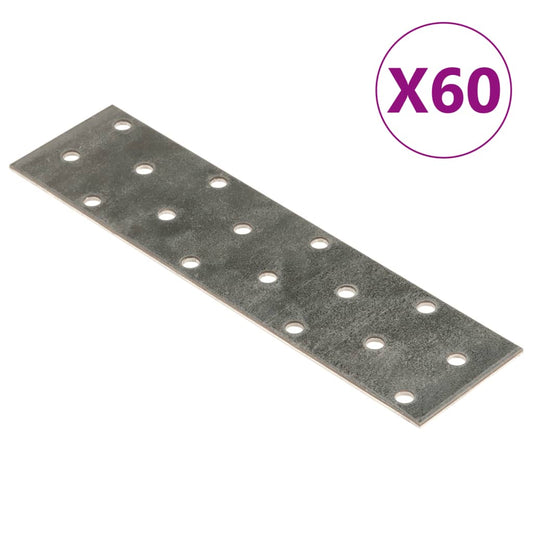 Chapas perfuradas 60 pcs 2 mm 160x40 mm aço galvanizado