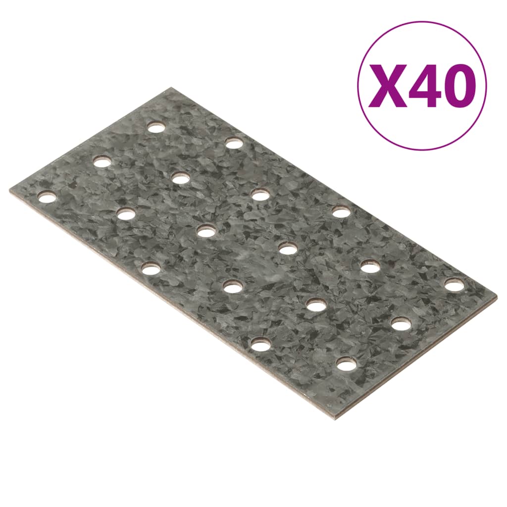 Chapas perfuradas 40 pcs 2 mm 120x60 mm aço galvanizado