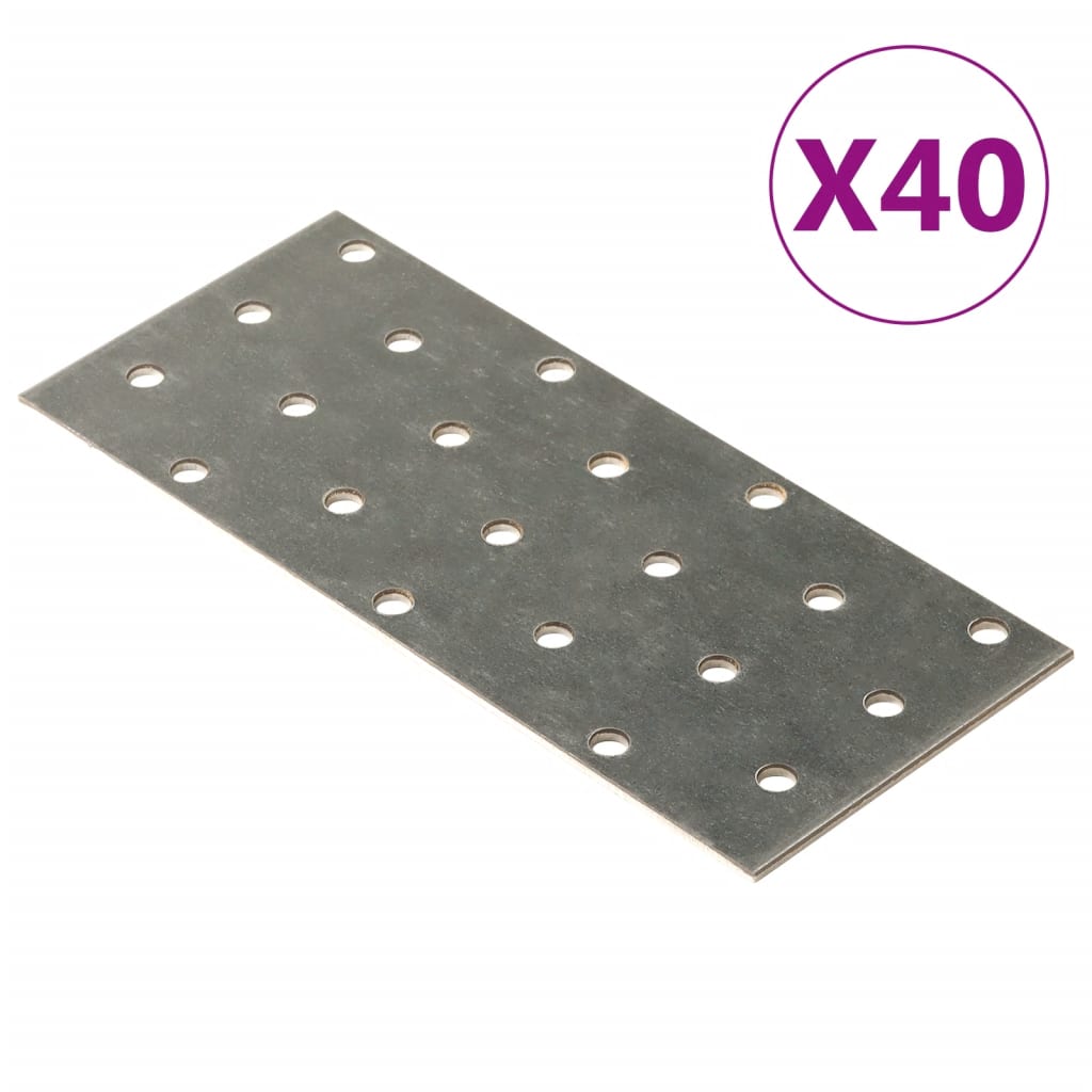 Chapas perfuradas 40 pcs 2 mm 140x60 mm aço galvanizado