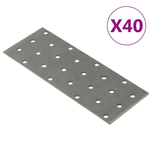 Chapas perfuradas 40 pcs 2 mm 160x60 mm aço galvanizado