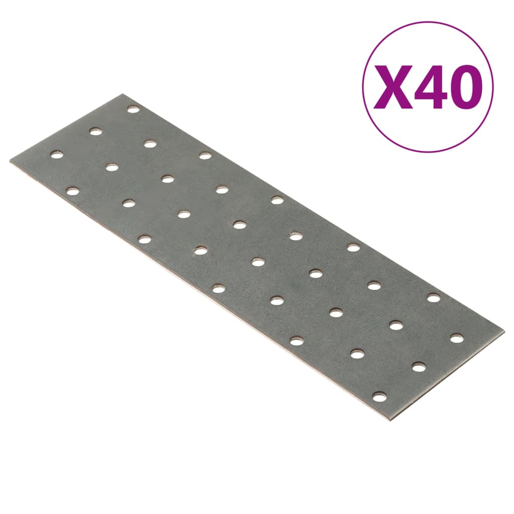 Chapas perfuradas 40 pcs 2 mm 200x60 mm aço galvanizado