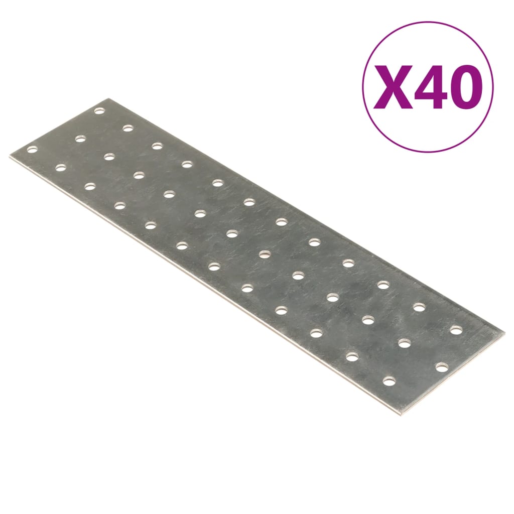 Chapas perfuradas 40 pcs 2 mm 240x60 mm aço galvanizado