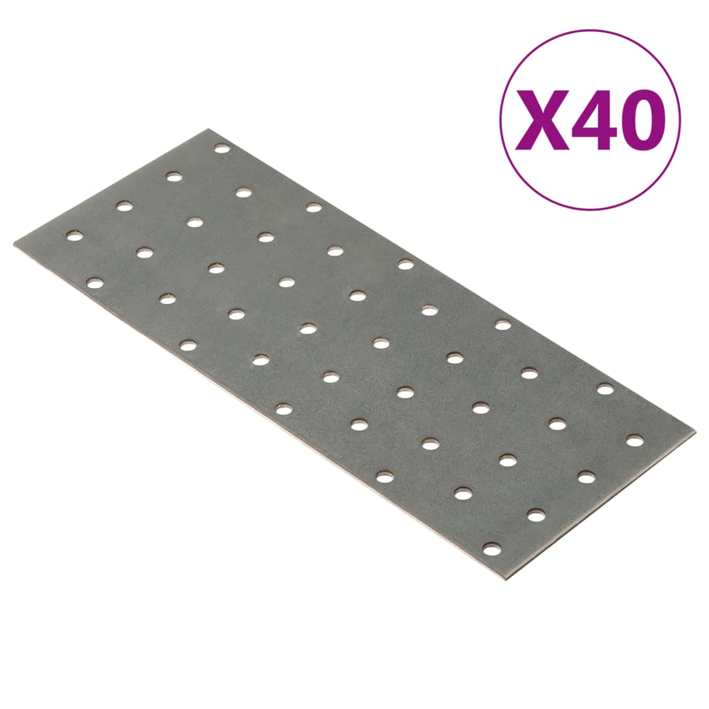 Chapas perfuradas 40 pcs 2 mm 200x80 mm aço galvanizado