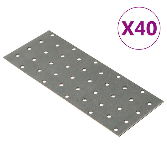 Chapas perfuradas 40 pcs 2 mm 200x80 mm aço galvanizado