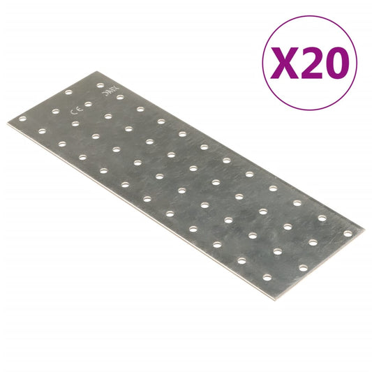 Chapas perfuradas 20 pcs 2 mm 240x80 mm aço galvanizado