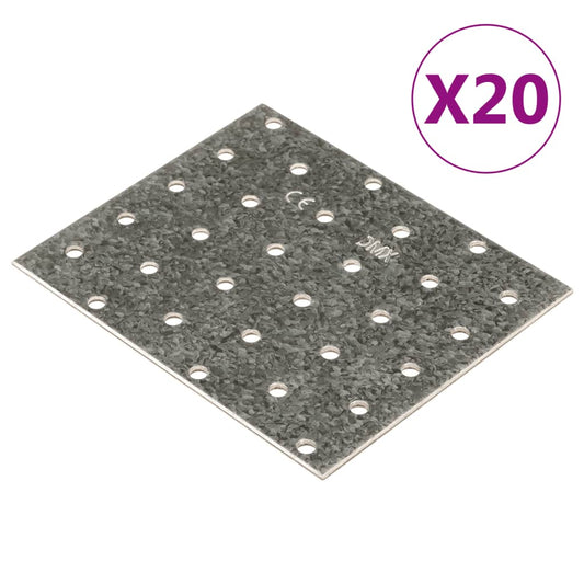 Chapas perfuradas 20 pcs 2 mm 120x100 mm aço galvanizado