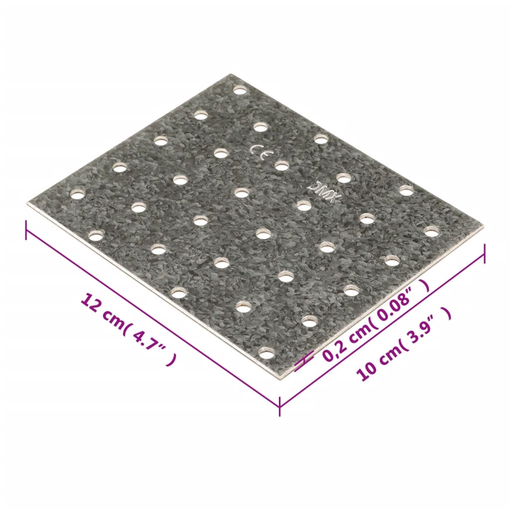 Chapas perfuradas 20 pcs 2 mm 120x100 mm aço galvanizado