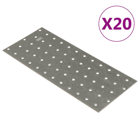 Chapas perfuradas 20 pcs 2 mm 240x100 mm aço galvanizado