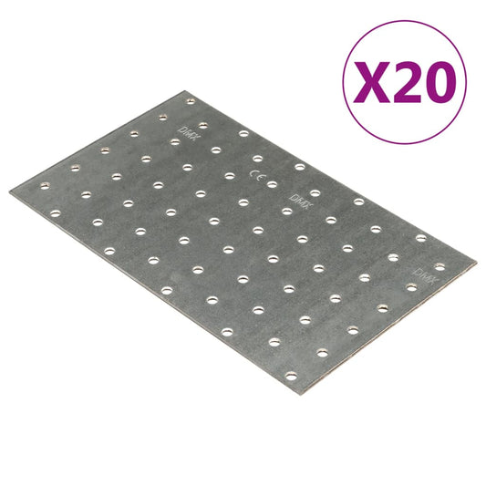 Chapas perfuradas 20 pcs 2 mm 200x120 mm aço galvanizado