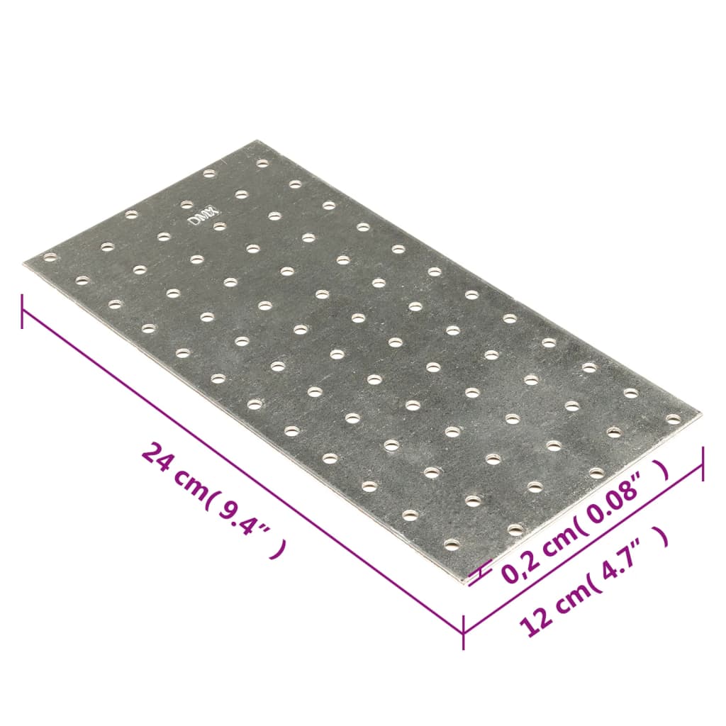 Chapas perfuradas 20 pcs 2 mm 240x120 mm aço galvanizado