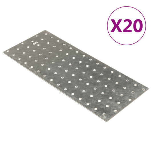 Chapas perfuradas 20 pcs 2 mm 300x120 mm aço galvanizado