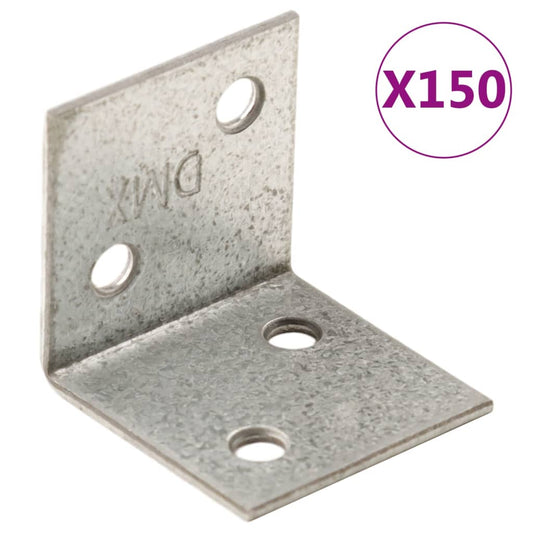 Suportes angulares 150 pcs 2 mm 30x25x30 mm aço galvanizado