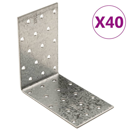 Suportes angulares 40 pcs 2 mm 100x60x100 mm aço galvanizado