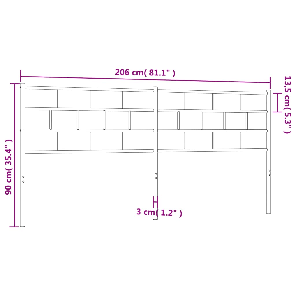 Cabeceira de cama 200 cm metal preto