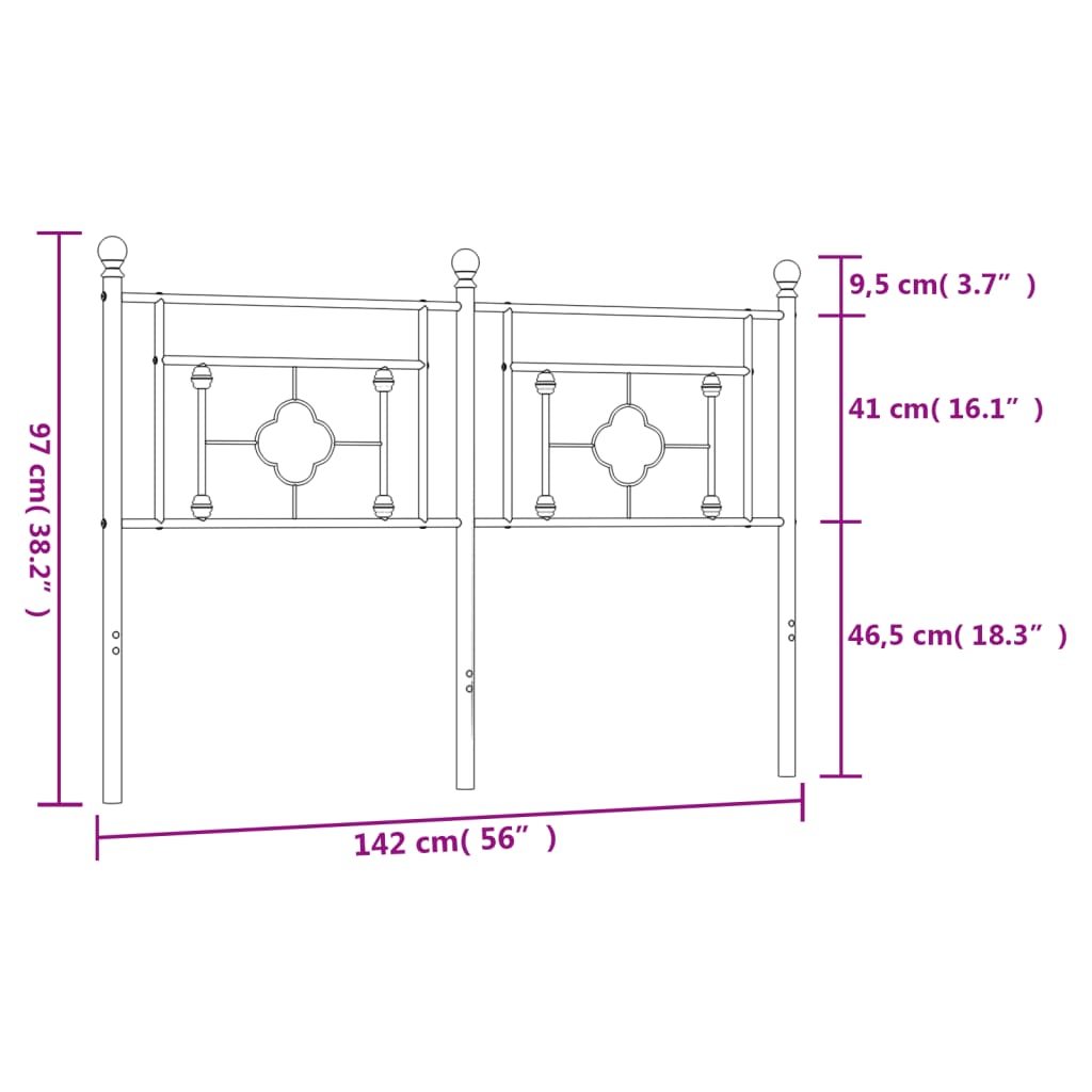 Cabeceira de cama 135 cm metal preto