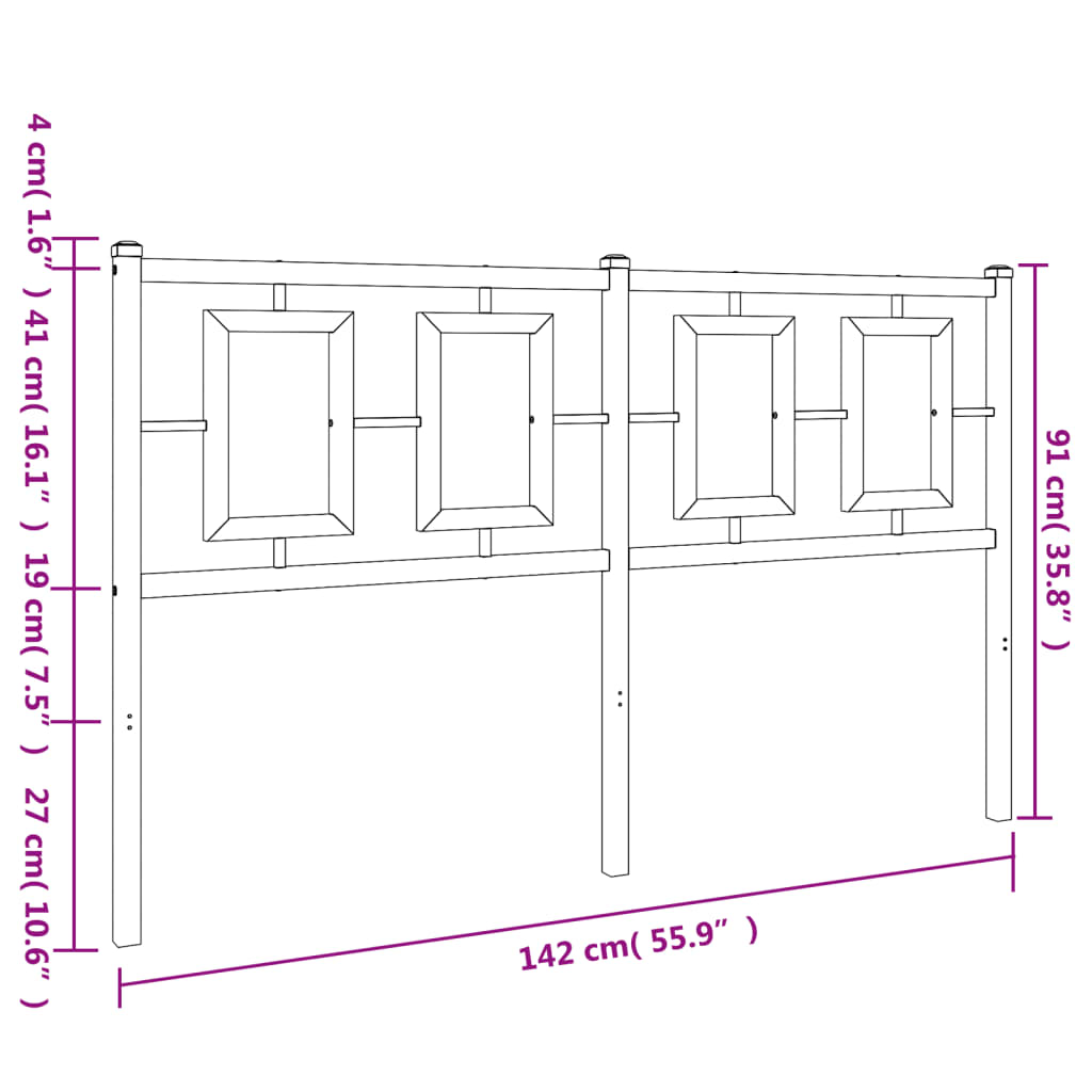 Cabeceira de cama 135 cm metal branco