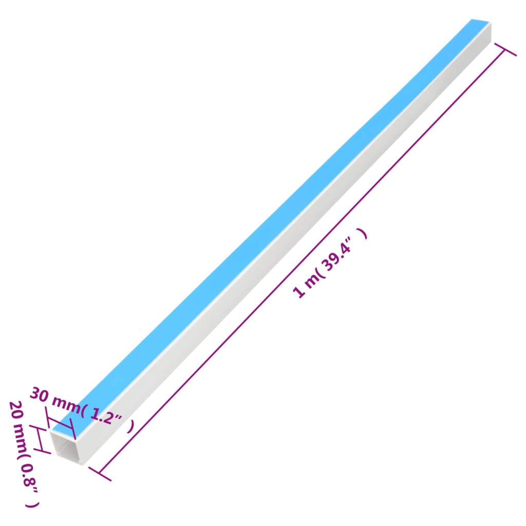 Calhas para cabos autoadesivas 30x20 mm 10 m PVC