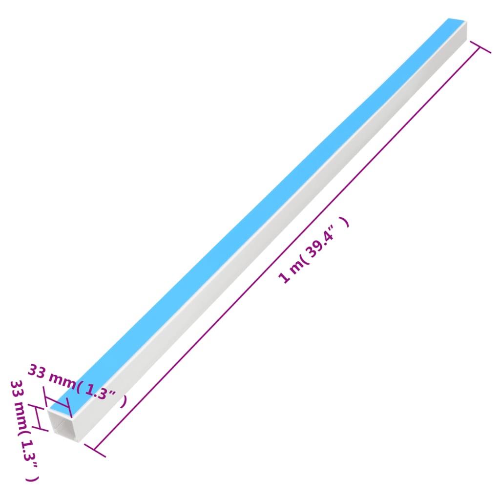 Calhas para cabos autoadesivas 33x33 mm 10 m PVC