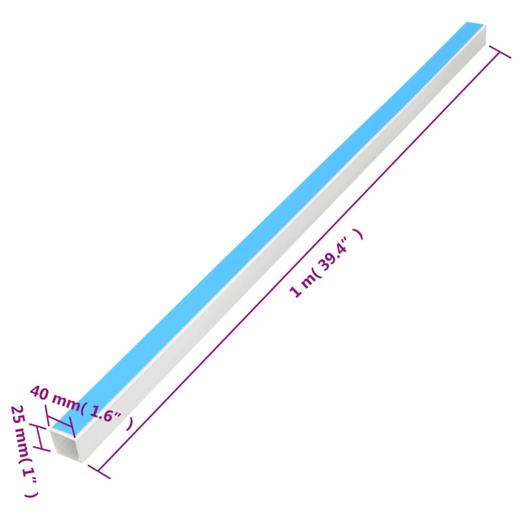 Calhas para cabos autoadesivas 40x25 mm 30 m PVC