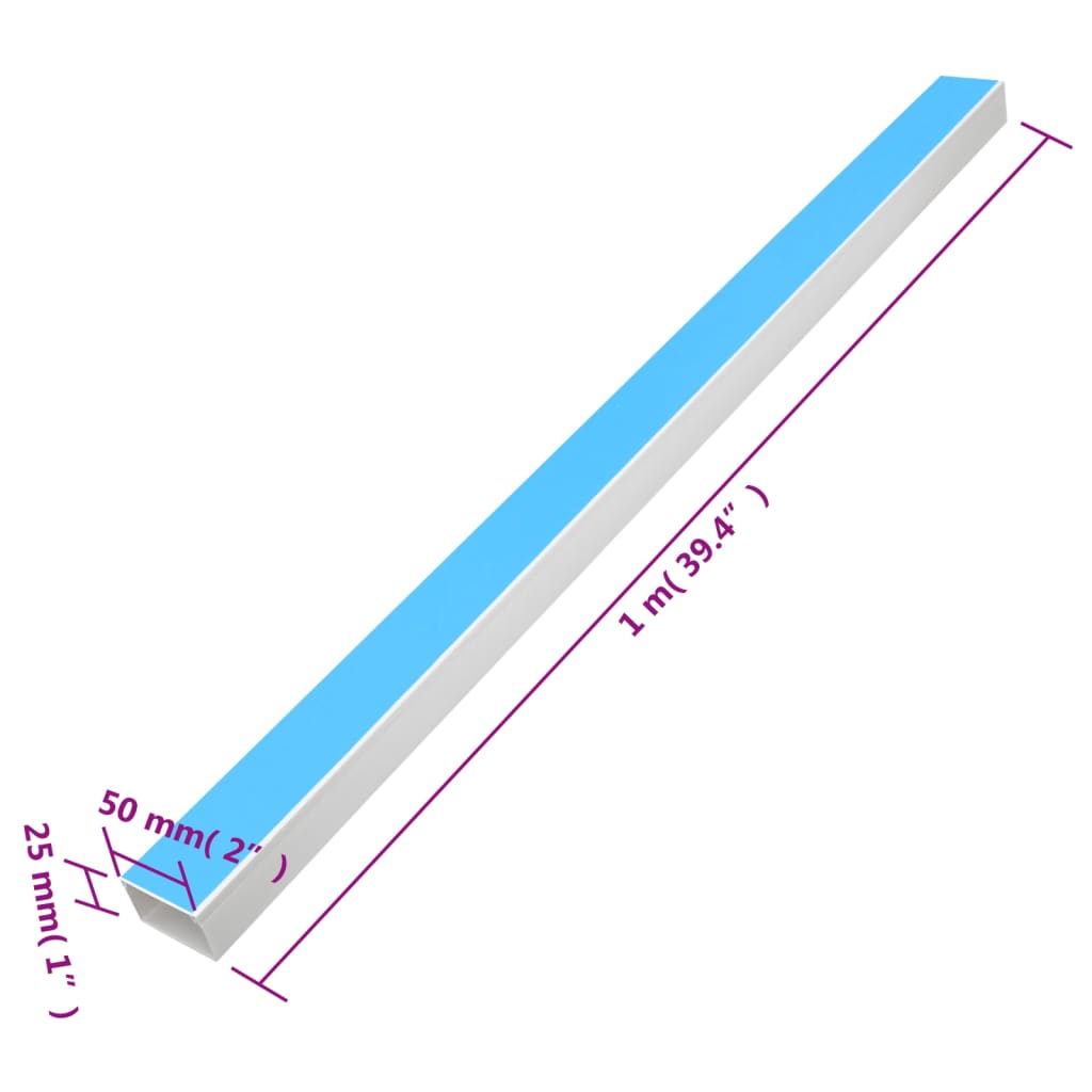 Calhas para cabos autoadesivas 50x25 mm 30 m PVC