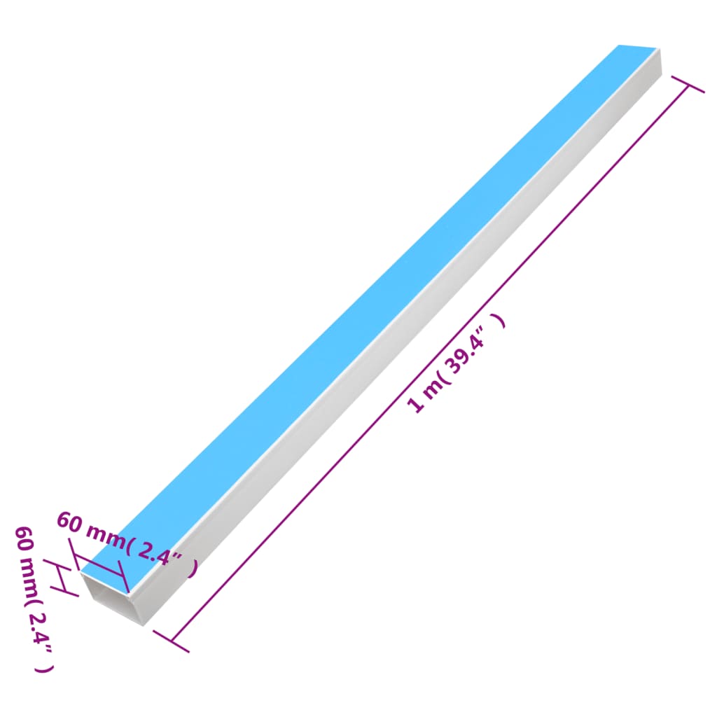 Calhas para cabos autoadesivas 60x60 mm 30 m PVC