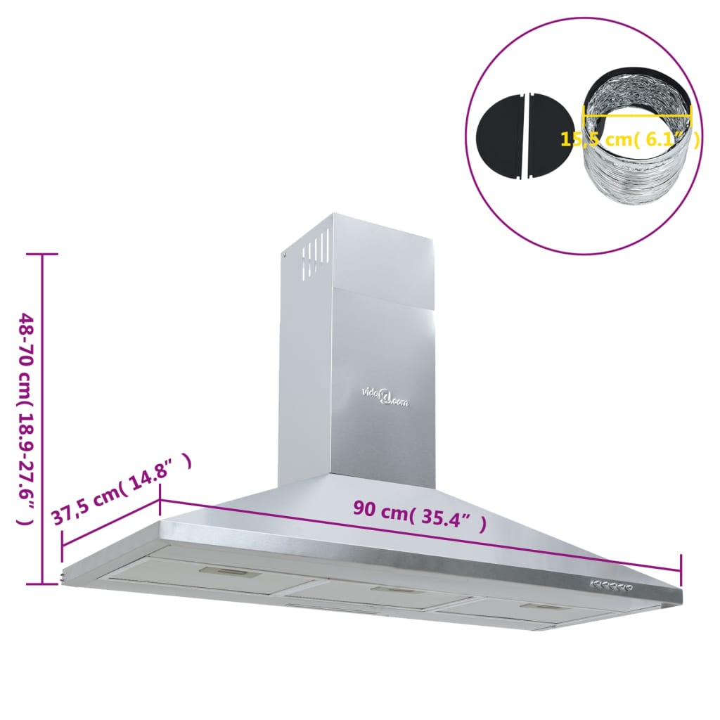 Exaustor 90 cm aço inoxidável