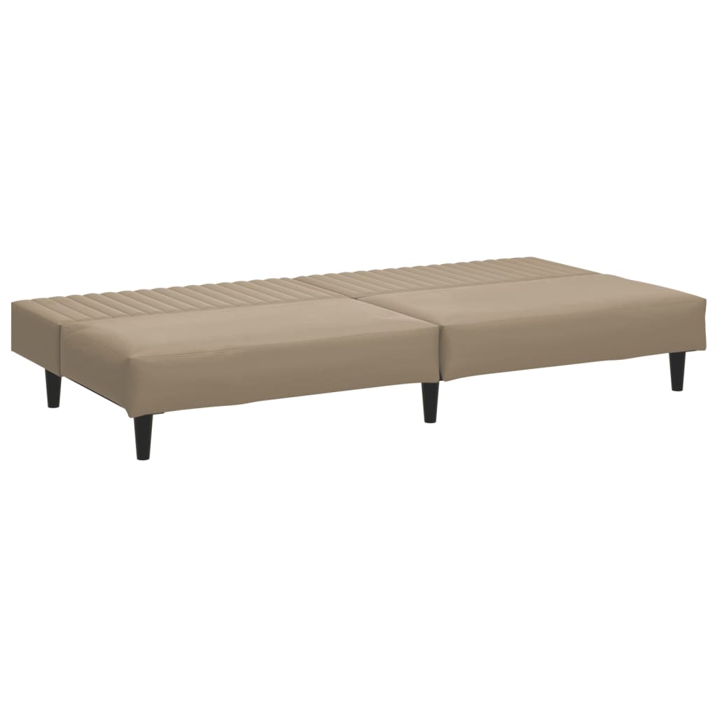 Sofá-cama de 2 lugares couro artificial cappuccino