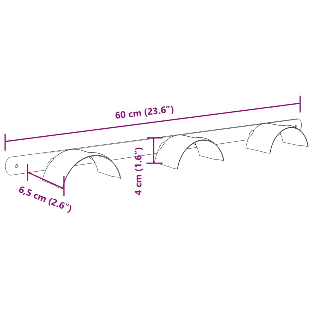 Suporte de brida para 3 bridas ferro preto