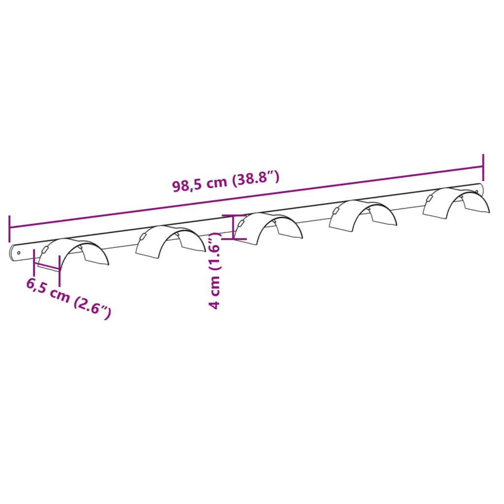 Suporte de brida para 5 bridas ferro preto