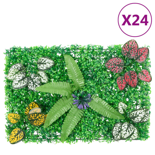 Vedação de plantas artificiais 24 pcs 40x60 cm verde