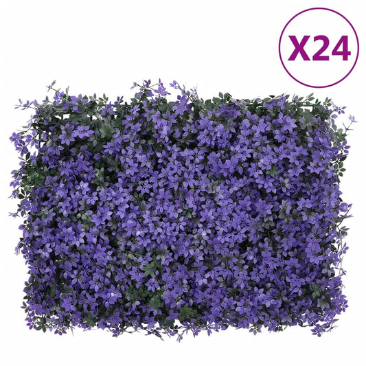 Vedação de folhas artificiais 24 pcs 40x60 cm roxo