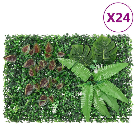 Vedação de plantas artificiais 24 pcs 40x60 cm verde