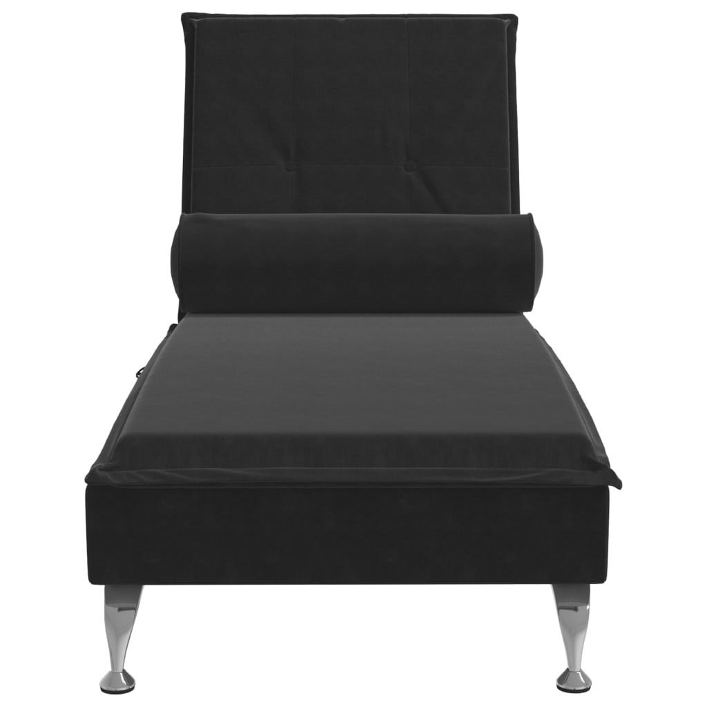 Chaise lounge de massagem com rolo veludo preto