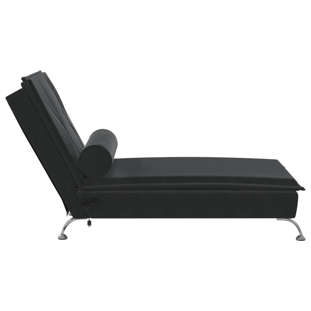 Chaise lounge de massagem com rolo veludo preto